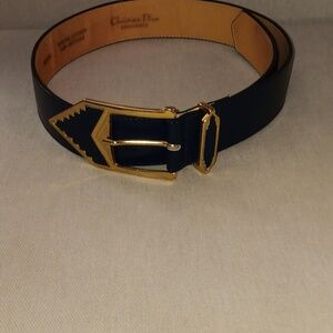 Vintage Christian Dior blue leather belt